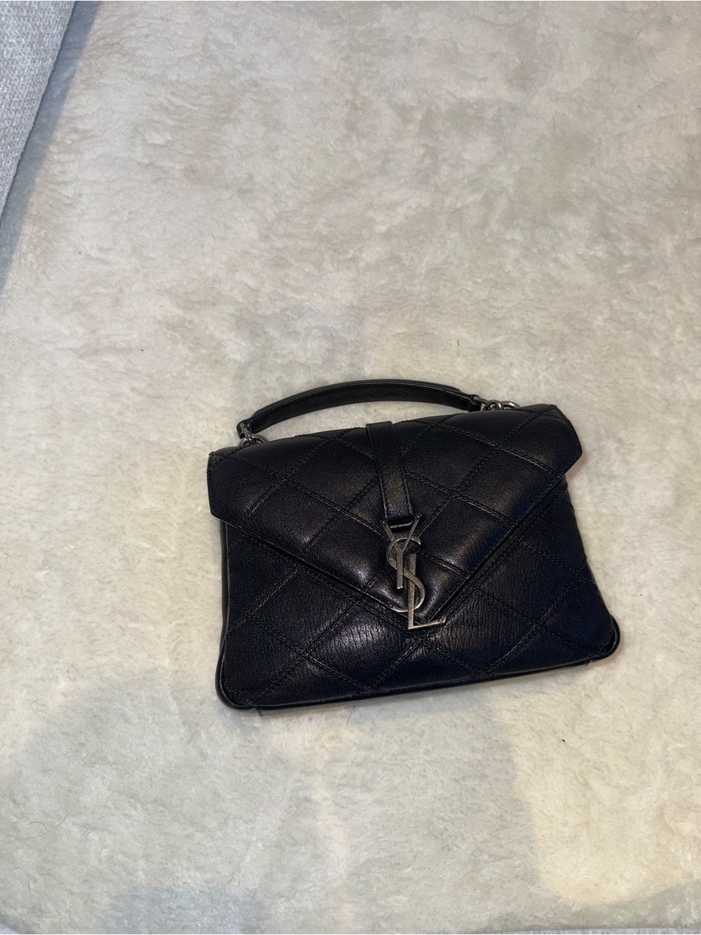Yves Saint Laurent Black Quilted Leather top handle with crossbody YSL